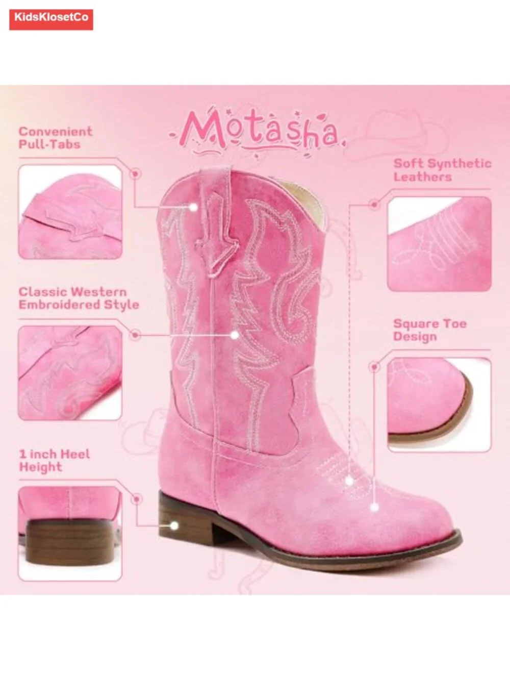Girls Cowboy Boots Mid Calf Glitter Toddler Little Big Kids Western Style